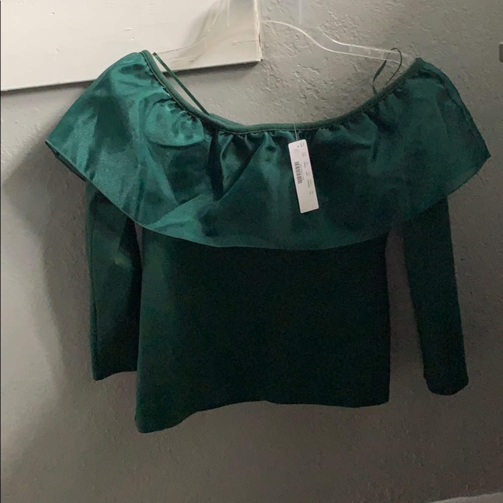 NWT Green off the shoulder J.Crew Top-XS